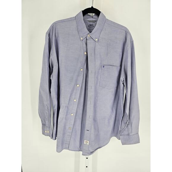 Izod Saltwater Mens Sz L Long Sleeve Button Up Dress Shirt Light Blue - Picture 1 of 3